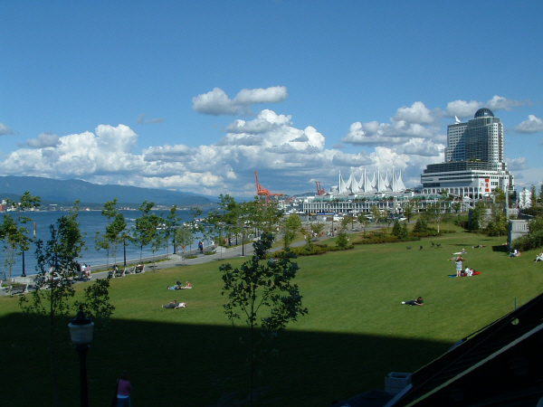 A beautiful day in Vancouver looking over towards Canada Place.